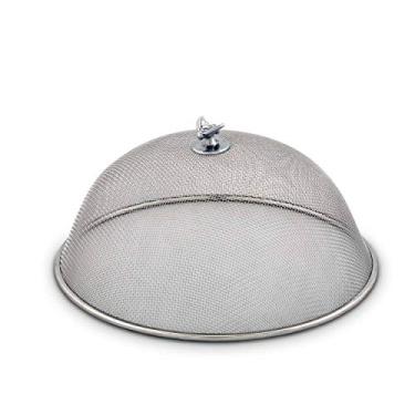 Imagem de Arthur Court Protetores de cobertura de comida de piquenique de malha de aço inoxidável para insetos, festas, piqueniques, churrascos/puxador de abelha de alumínio fundido 12,7 cm de altura x 26,7 cm de diâmetro