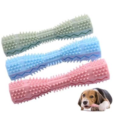Imagem de 3 peças de borracha de limpeza portátil para cães em bastão de brinquedo: brinquedo interativo para animais de estimação engraçado, lavável, portátil, fofo