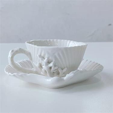 Imagem de Conjunto de xícaras de café de cerâmica europeia coral concha xícara de chá da tarde tigela de açúcar conjunto de xícaras de chá (A como mostra)