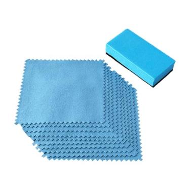 Imagem de Panos aplicadores de camurça de microfibra com almofada aplicadora, pacote com 10, 10 x 10 cm, para aplicação de revestimentos cerâmicos e nano