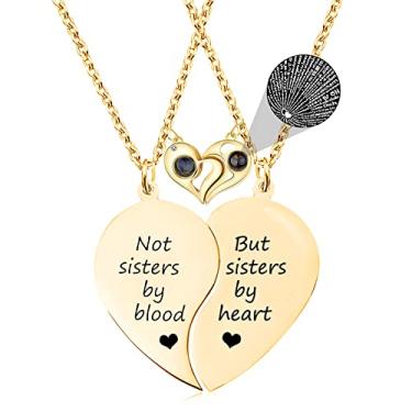 Imagem de MJartoria Colar BFF para coração dividido em 2 divisões Not Sisters by Blood Colar de Melhor Amizade Conjunto de 2 Presentes de Dia dos Namorados para ela, 18 inches, Metal, Sem Pedra Preciosa