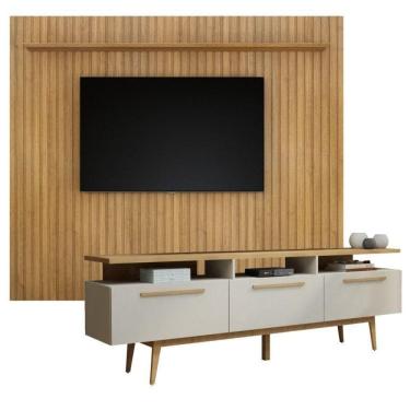 Imagem de Rack para Tv até 70 Polegadas 3 Porta San Paulo com Painel Suspenso 227,6 Cm Vitória 100% Mdf Off White/Cinamomo