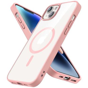 Imagem de YSLBWLE Capa magnética para iPhone 13 Mini, [compatível com Magsafe], [proteção contra quedas de grau militar de 3,5 m] Capa protetora fina translúcida fosca, TPU + PC capa protetora de luxo para