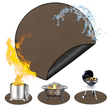 Imagem de Tapete redondo sob a grelha para churrasqueira externa, tapetes antiderrapantes de 152 cm, fácil de limpar, reutilizável, à prova de fogo, protetor impermeável à prova de óleo, tapete de lareira