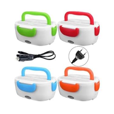 Imagem de Marmita Elétrica Carro Ou Tomada 12v / 127v Lunch Box LARANJA E BRANCA