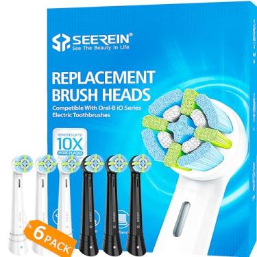 Imagem de SEEREIN Cabeças de escova de dentes compatíveis com cabeças de substituição Braun Oral B iO, compatíveis com escovas de dentes elétricas Oral B IO 3 4 5 6 7 8 9 10 séries, macias, pretas/brancas,