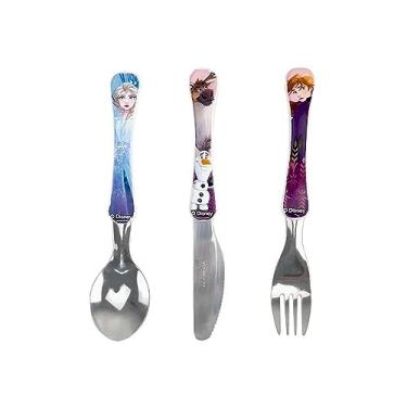 Imagem de Simonaggio Disney Kids Frozen Conjunto de Talheres de 3 Peças, Azul/Roxo