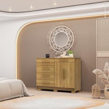 Imagem de Cômoda Sapateira Marrom Grande Reforçada Espaçosa Com 5 Gavetas 2 Porta Us