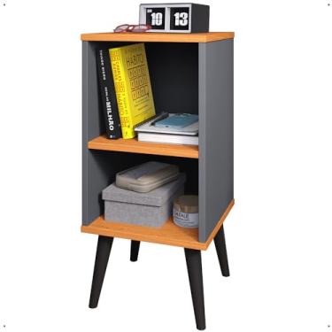 Imagem de Mesa Cabeceira Charme Apoio Lateral Cama Box Criado Organizador Pequeno Nicho Pé Palito Decoração Quarto Solteiro (Cinza/Cinamomo)