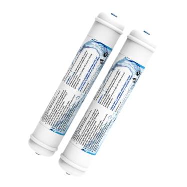 Imagem de 2 pacotes de filtro de água em linha 1/10.2 cm cartucho de substituição de conexão rápida filtro de bloco de carbono ativado em linha para geladeira, máquina de gelo, sistema sob a pia, reduz cloro,