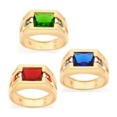 Imagem de Anel banhado ouro 3x 24k 18k e 22k masculino formatura rommanel 18k co