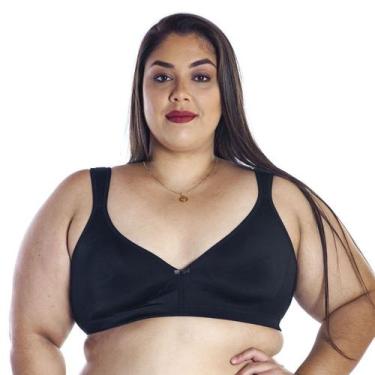 Imagem de Sutiã Plus Size Sem Bojo Reforçado Duplo Vi Lingerie, Preto, 44
