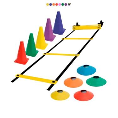 Imagem de Kit Treino Funcional Agilidade Escada 7 Degraus + 05 Cones + 05 Chapéus Chinês