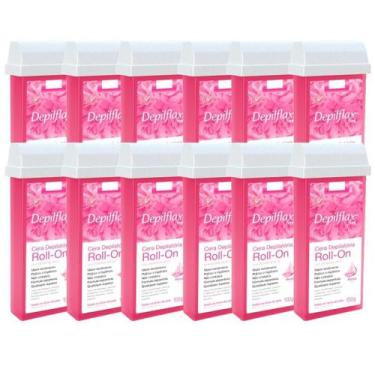 Imagem de Kit 12 Refil Cera Depilatoria Corporal Profissional Depilação Roll On 