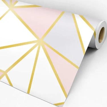 Imagem de Papel de Parede Adesivo Geométrico Triangulos Rose Gold 10m - Fwb