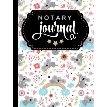 Imagem de Hardcover Notary Journal: 8.5x11 Large Notarial Logbook/With 200 Numbered Pages - Two Record Logs Per Page / 400 Records/Ledger Book Gift For ... Boho Koala Bear Rainbow Heart Art Pattern