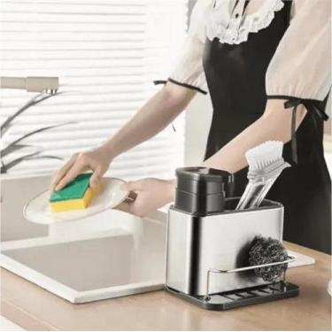 Imagem de Dispenser aço inox 304 Sabão Líquido Bucha Esponja Cozinha - SWEET HOM