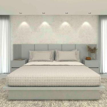 Imagem de Kit Quarto MDF Sob Medida Com Cabeceira King 3,50m e 2 Mesas - Casa La