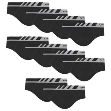 Imagem de Kit 10 Cuecas Microfibra Slip Lupo Sem Costura 691 Original, Preto, M