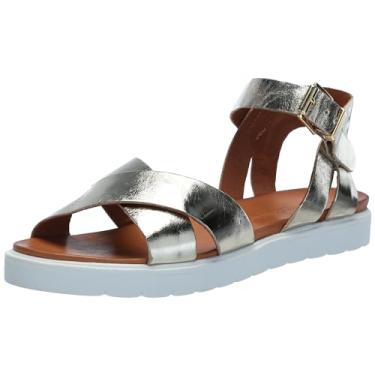 Imagem de Unity in Diversity Sandálias rasteiras femininas, Couro Lam dourado brilhante, 9.5-10