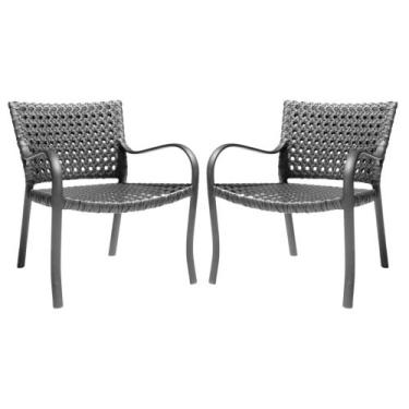 Imagem de Kit 2 Cadeiras Alumínio Trama Colmeia Área Externa Marrom - UMA BOX