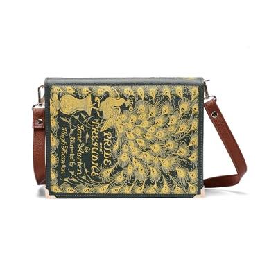 Imagem de ASVP Shop Bolsa tiracolo Pride and Prejudice – Perfeita para amantes de livros | Bolsa clutch | Presente de livros para ela | Presente de dia dos namorados Jane Austen, verde, grande, Verde, Large