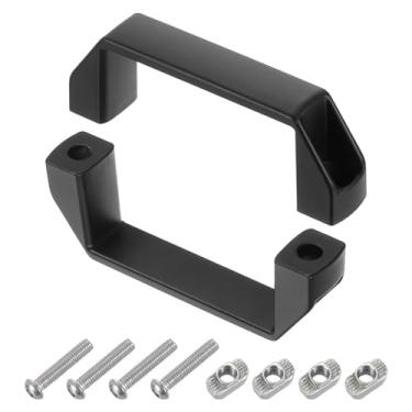 Imagem de uxcell Pacote com 4 puxadores retangulares, puxador de porta de liga de alumínio central de 90 mm/3,5 pol. Puxador de gaveta moderno para gaveta armários portão garagens, preto