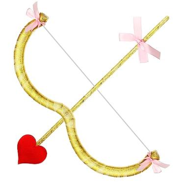 Imagem de Leitee Conjunto de arco e flecha de cupido, acessórios de fantasia de Cupido de Halloween, suprimento de cosplay feminino para Halloween adulto, Dourado, about 40 cm/ 15.75 inches