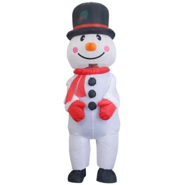 Imagem de Fantasia inflável de Halloween de boneco de neve branco unissex adulto, roupa inflável, de corpo inteiro, boneco de neve, Branco, One Size