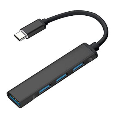 Imagem de JacobsParts Divisor de hub USB-C tipo C para USB 3.0 com 4 portas para MacBook Pro/Air, iPad, PC, Chromebook, telefone (preto)