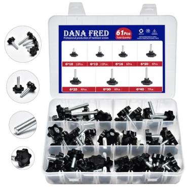 Imagem de DANA FRED M6 Nylon Preto Plástico Substituição Star Puxadores de Mão com Parafusos de Aço Manípulo Métrico Padrão Parafuso Parafuso Hardware 10mm 12mm 16mm 20mm 25mm 30mm 40mm 61pcs