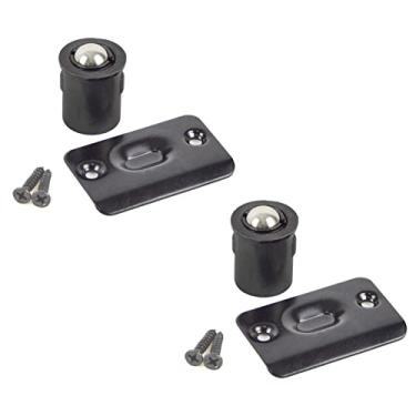 Imagem de DonYoung Pacote com 2 unidades de captura de bola drive-in com placa de ataque, ferragens para porta de captura de balas, acabamento de mancha de aço inoxidável escovado, preto