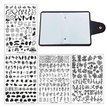 Imagem de FingerAngel Placas de estampagem, 4 peças, placas de carimbos de arte de unhas com placas de imagem de estampagem, coleção, ferramentas de manicure, organizadores de placas XL11-14