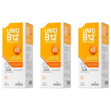 Imagem de Kit 3 Uniq b12 spray sublingual 30ml suplementação de vitamina b12 Kre