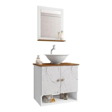 Imagem de Gabinete Banheiro Deli Cuba Lume Bco Torneira DL08 Valv ABS - Loja Doc