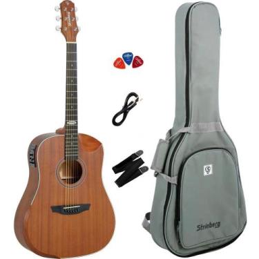Imagem de Violão Eletroacustico Strinberg SD201HCR MGS Mahogany Satin + Correia 