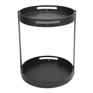 Imagem de Organizador Giratório de Cozinha, Rack de Especiarias Giratório de 2 Camadas Redondo para Cozinha (Preto)