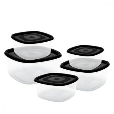 Imagem de Conjunto 5 Potes plásticos Marmitas Vasilhas Porta Mantimentos Organiz