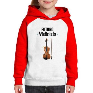 Imagem de Moletom Infantil Futuro Violinista - Foca na Moda, Branco, Vermelho, 8