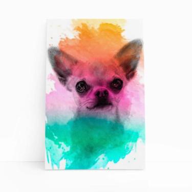 Imagem de Quadro Chihuahua Cachorro Colorido Aquarela Canvas 30x40cm - PlimShop