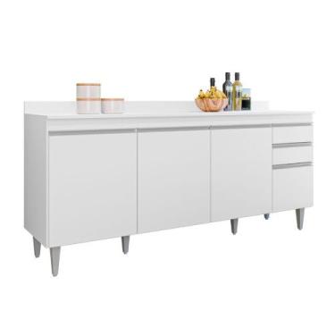 Imagem de Balcão Ágatha 4 Portas 180cm S/ Tampo Branco  - Vallisa Decor