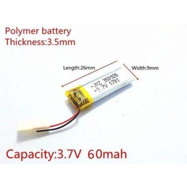 Imagem de 1 Unidade 3,7v Com 2 Fios 60mah 3,5mm X 09mm X 26mm 350926 - - KMIG