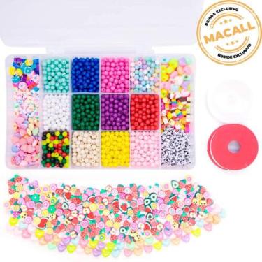 Imagem de Kit Bijuteria Pulseira Miçangas Diversas 1600 Pçs + Caixa Divisória Mi