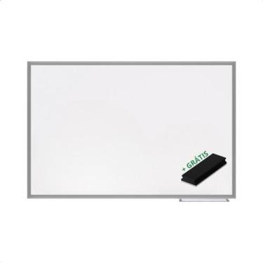 Imagem de Quadro Branco Lousa De Parede Moldura Aluminio 90x60 Com Apagador - So