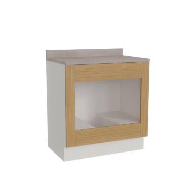 Imagem de Balcão para Forno de Embutir 80cm Arizona Cabecasa Madeiramadeira Branco/Figueira