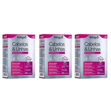Imagem de Kit 3 Cabelos E Unhas Reconstrução 60 Cápsulas Katigua