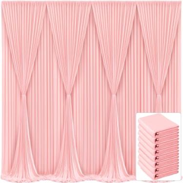 Imagem de Cortina de fundo rosa blush com 8 painéis para festas, rosa, sem rugas, 12,2 m x 3 m, cortinas de fundo para chá de bebê, casamento, aniversário, foto de gênero, revelação de gênero, decoração de