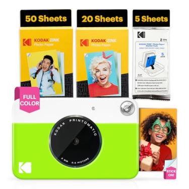 Imagem de KODAK Câmera digital impressa instantânea colorida Printomatic – Pacote com 75 folhas – Impressões em papel fotográfico Zink 2 x 3 – 5 MP, portátil, presente criativo divertido para aniversário, Natal