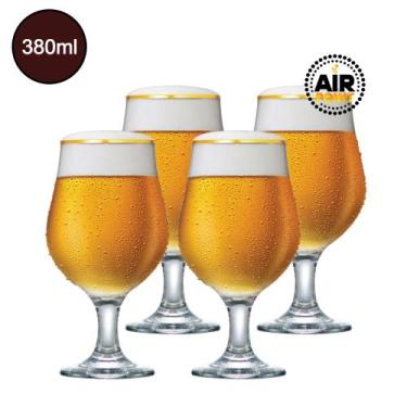 Imagem de Jogo de Taças de Vidro Bélgica com Filete de Ouro 380ml 4pcs - RUVOLO 