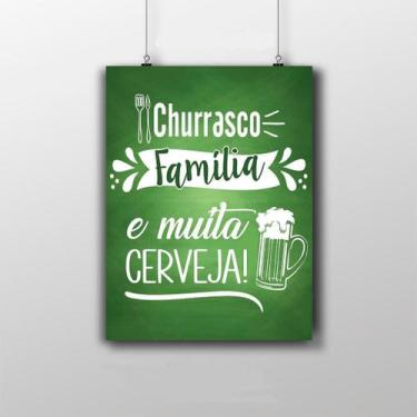 Imagem de Placa Decorativa Churrasco, Família E Muita Cerveja 20X30Cm - Artesana